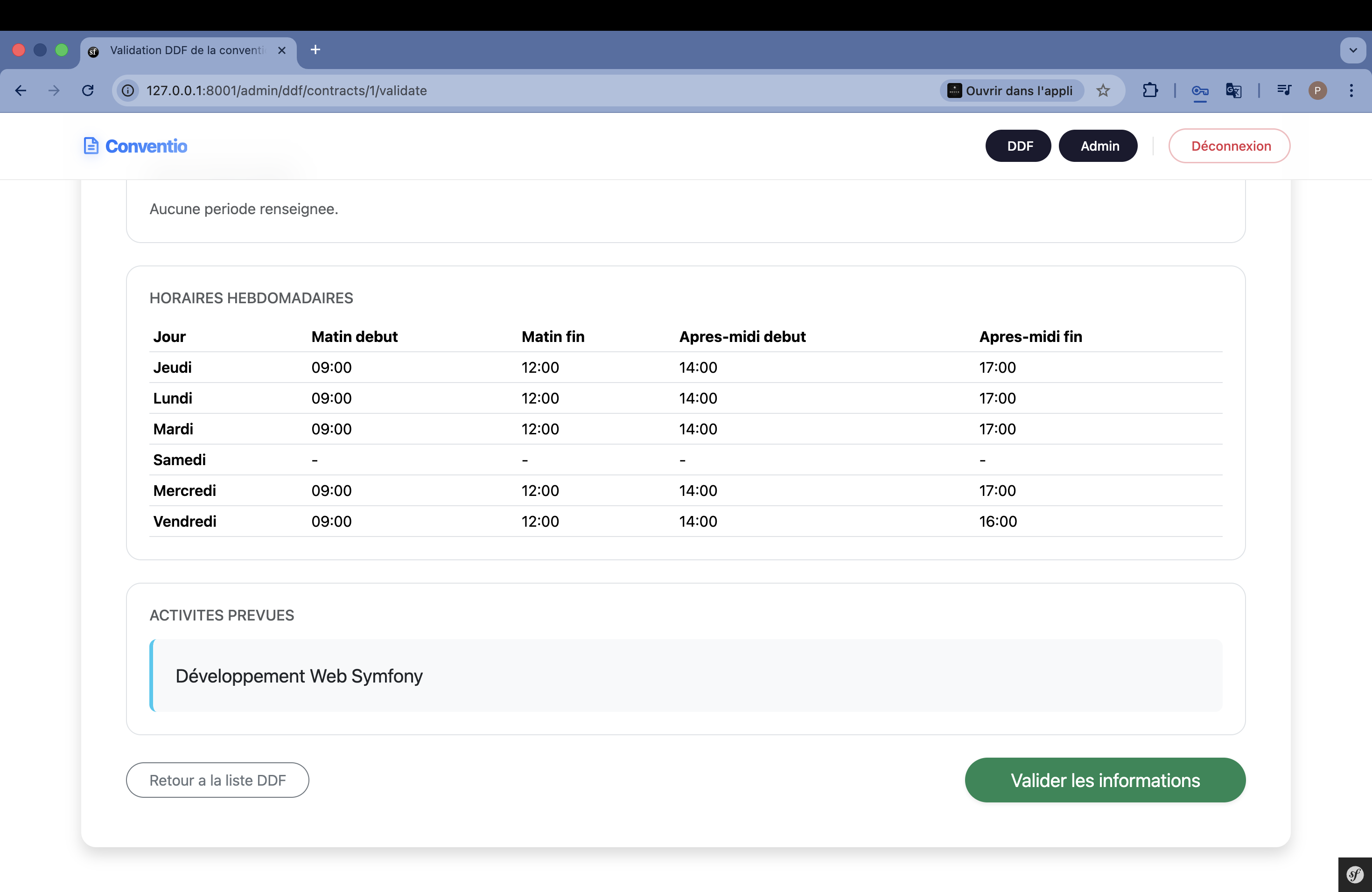 Vue DDF — accepter convention