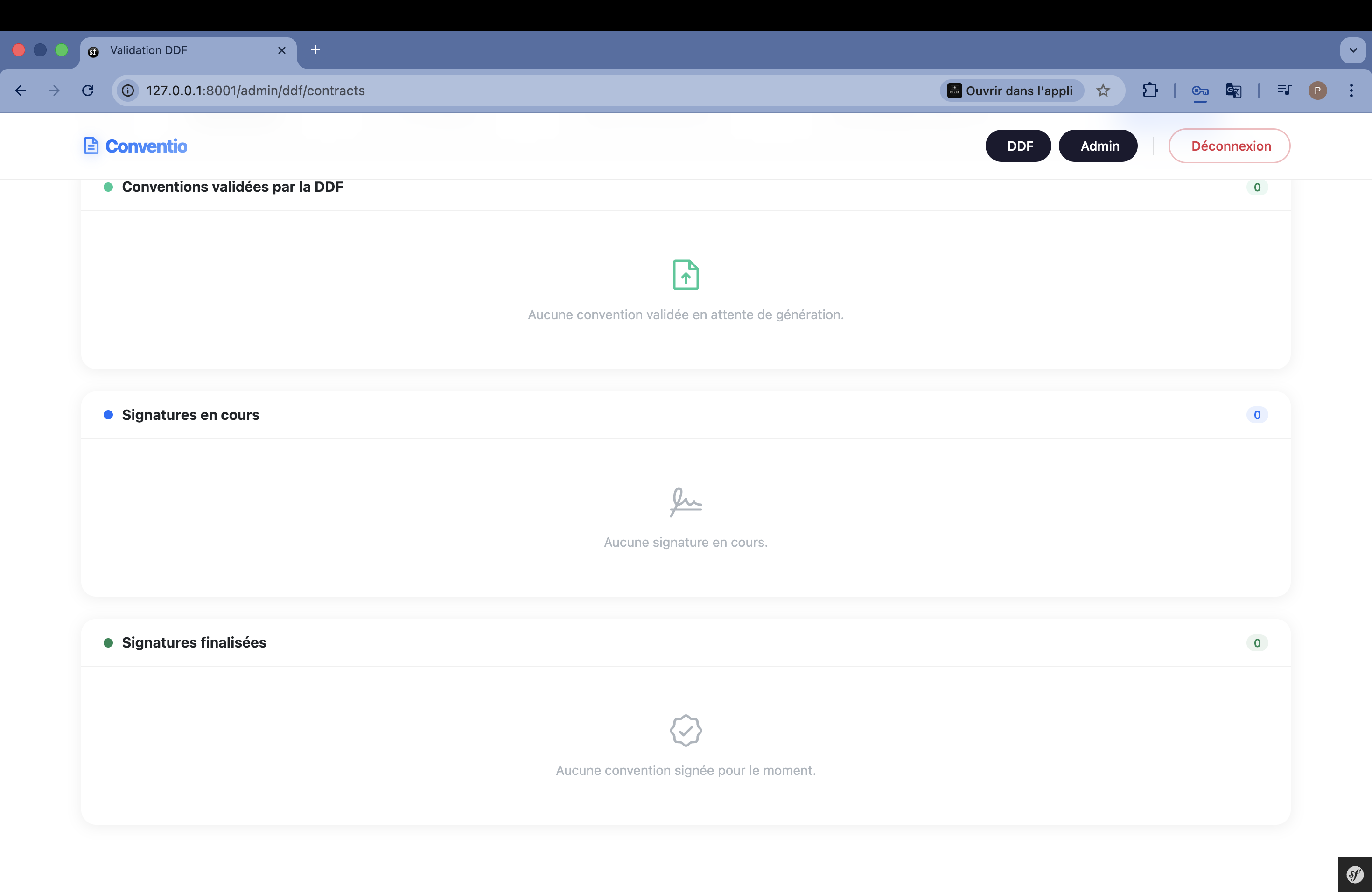 Vue DDF — tableau de bord 2