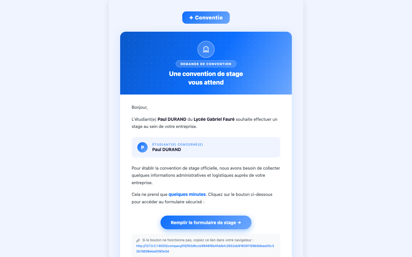 Vue tuteur — email reçu (contenu complet)